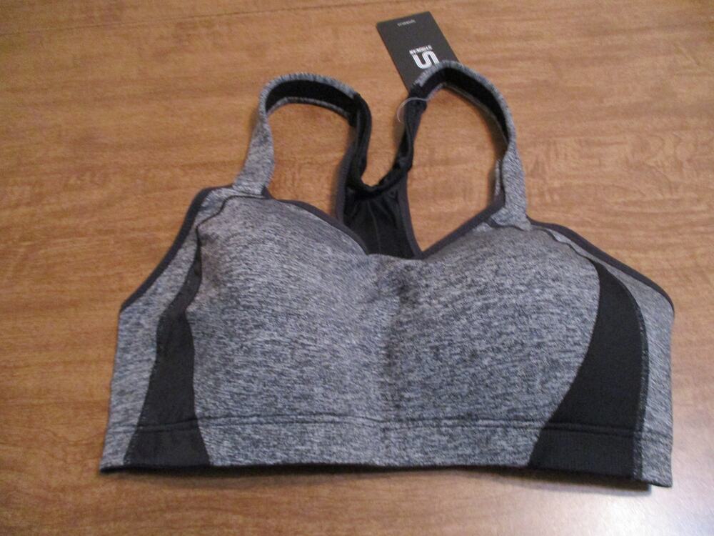 SYROKAN RACERBACK SPORTS BRA GRAY BLACK 36DD